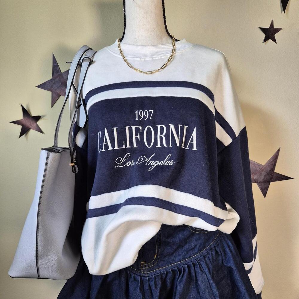 California Varsity Collegiate Crew Neck Sweatshirt Preppy Oversized Sporty XL